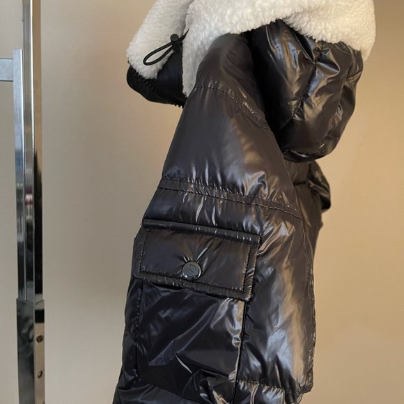 NWT S13/NYC Callie Faux-Sherpa-Trim Down Puffer Coat Size L - Picture 4 of 11